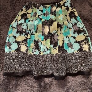 East 5th Floral A-Line Skirt in Black and Blue
